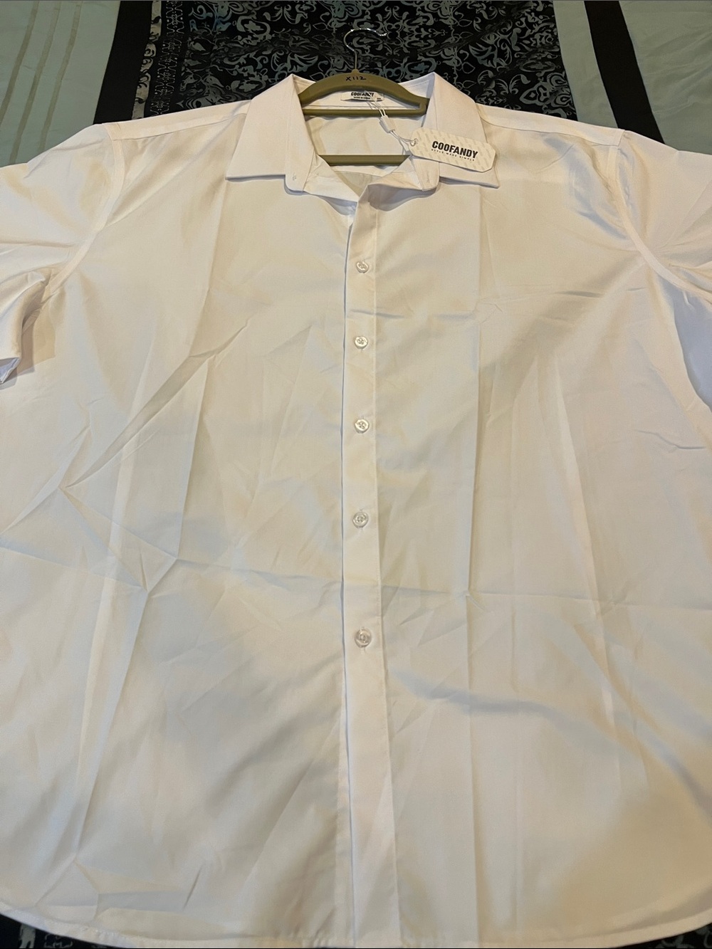 Coofandy Men's White Short-Sleeve Dress Shirt